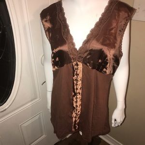 Plus size 2X Brown Sleeve-less Tank Top